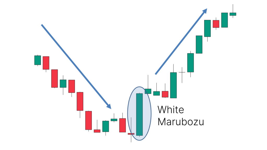 white marubozu candlestick pattern chart